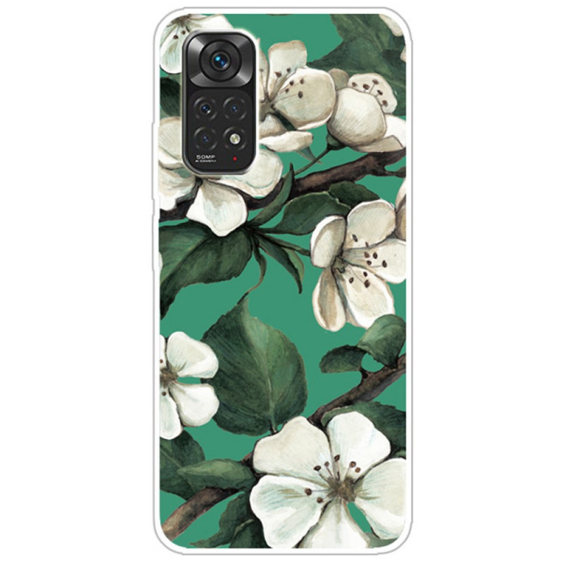 Xiaomi Redmi Note 11 / 11s Cover Weiße Blumen Bemalt