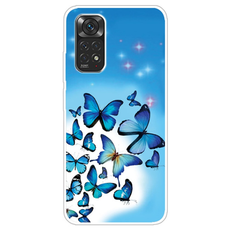 Xiaomi Redmi Note 11 / 11s Cover Blaue Schmetterlinge
