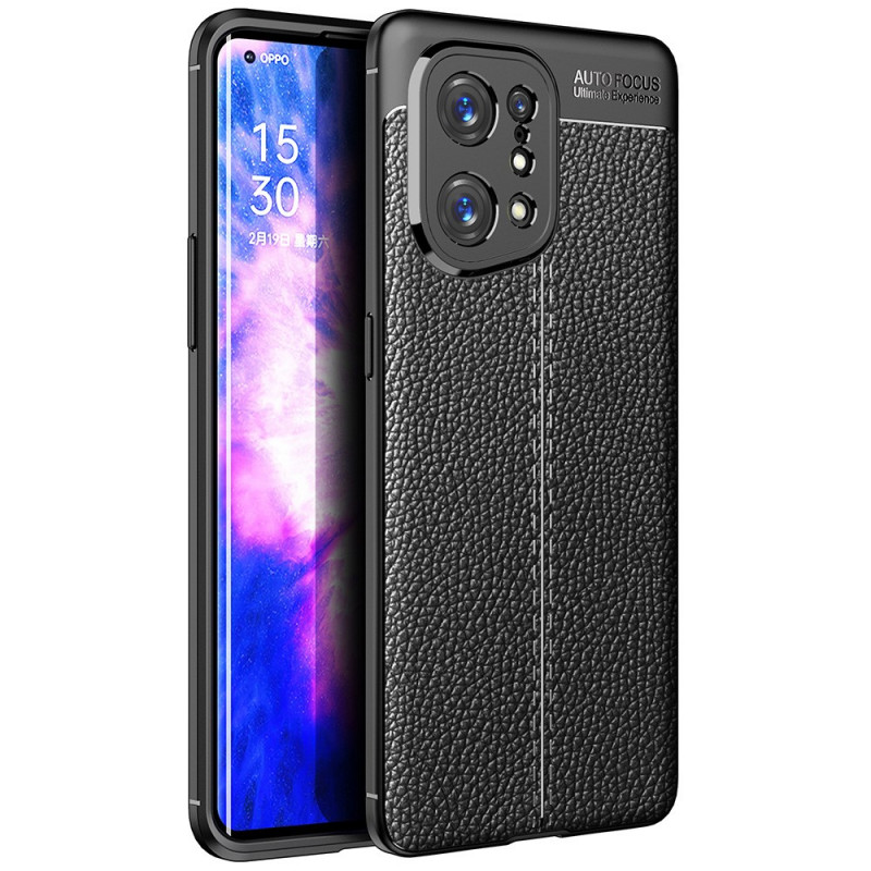 Oppo Find X5 Lederoptik Litschi Double Line Cover