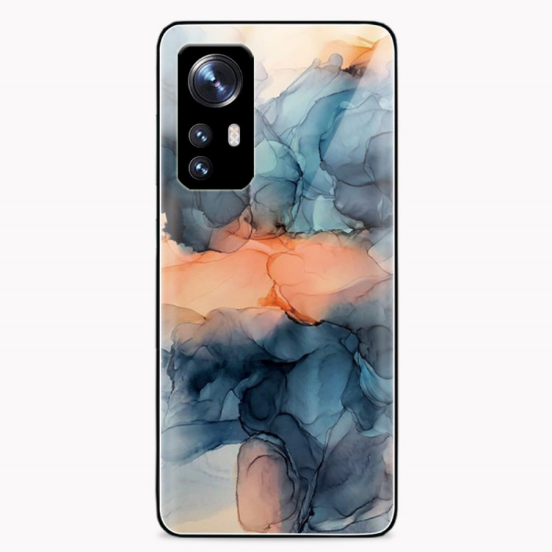 Xiaomi 12 / 12X / 12S Hülle aus gehärtetem Glas Marmor Aquarell