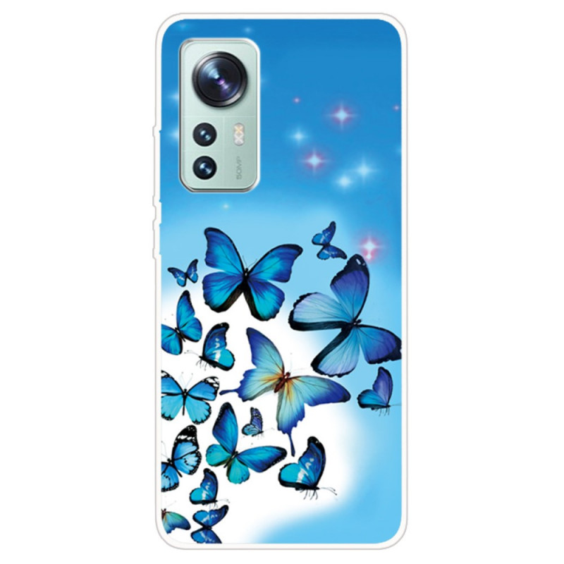 Xiaomi 12 / 12X / 12S Silikonhülle Blaue Schmetterlinge