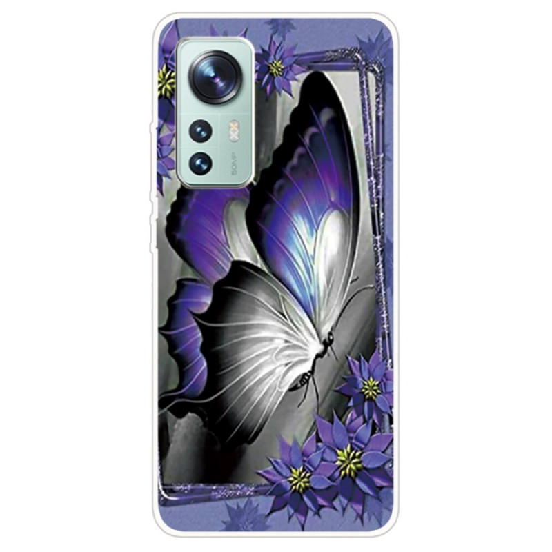Xiaomi 12 / 12X / 12S Silikonhülle Schmetterling Violett