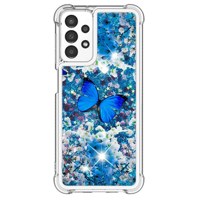 Samsung Galaxy A13 Schmetterlinge Blau Glitter Cover
