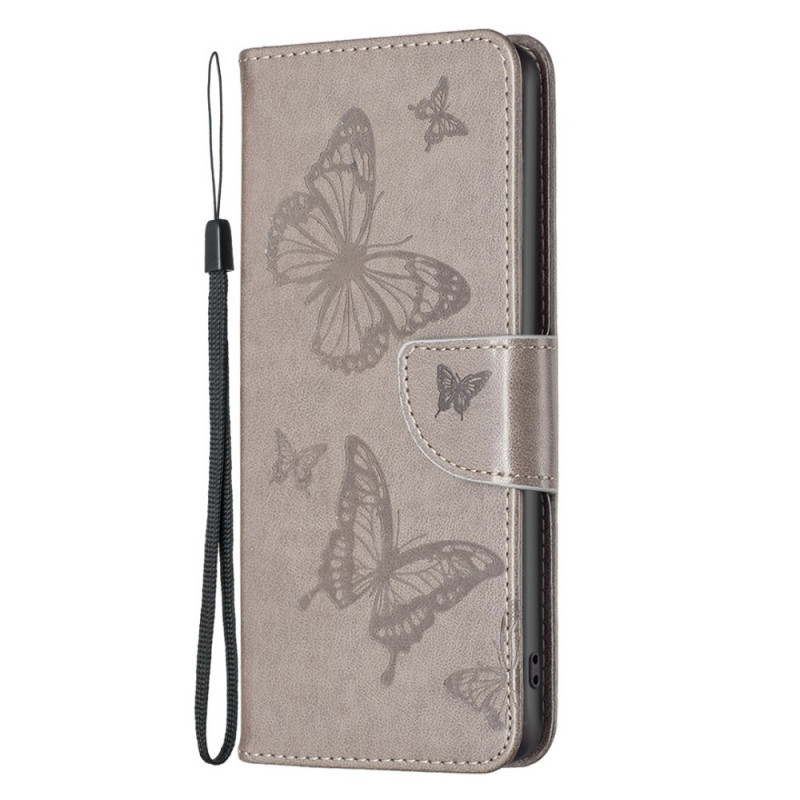 Samsung Galaxy M23 5G Tasche Bedruckte Schmetterlinge mit Riemen