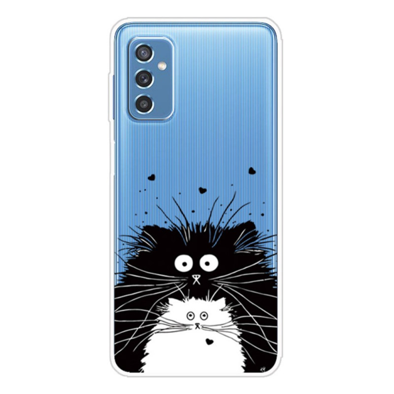 Samsung Galaxy M52 5G Katzen Cover Schwarz und Weiß