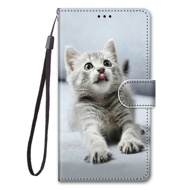 Samsung Galaxy M53 5G Kätzchen Tasche Grau mit Riemen