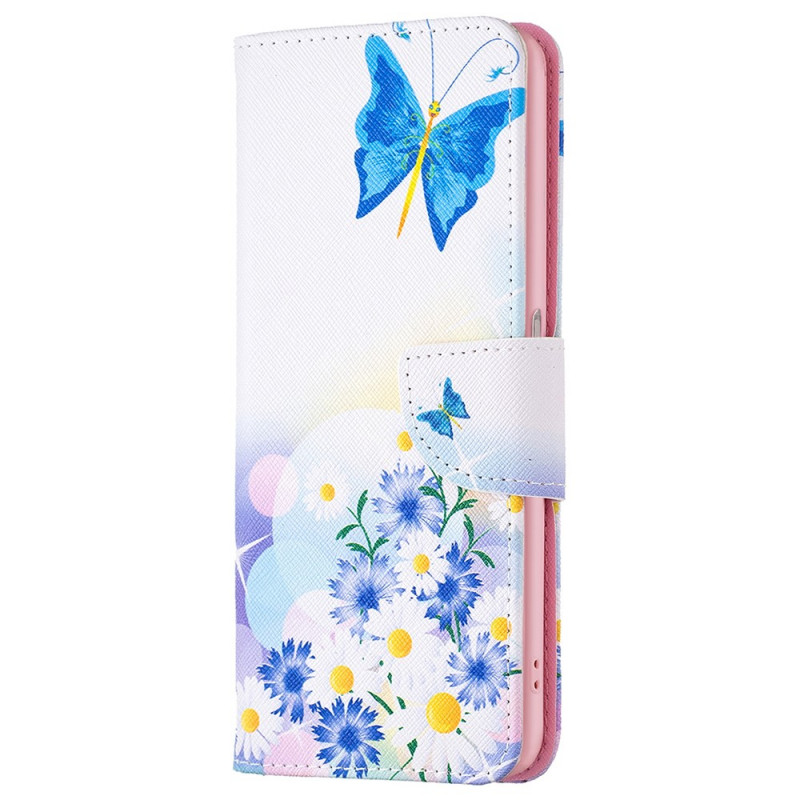 Realme 9i Hülle Schmetterling und Pastellblumen