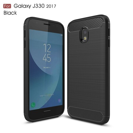 Samsung Galaxy J3 2017 Kohlefaser Cover Gebürstet