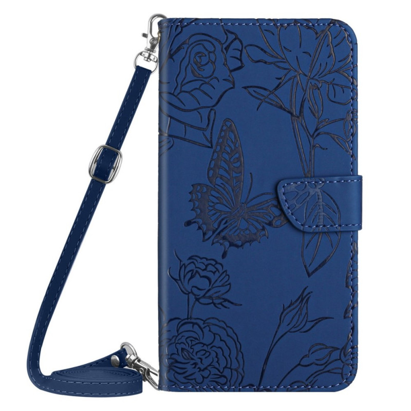 Samsung Galaxy A13 Tasche Schmetterlinge und Schulterriemen