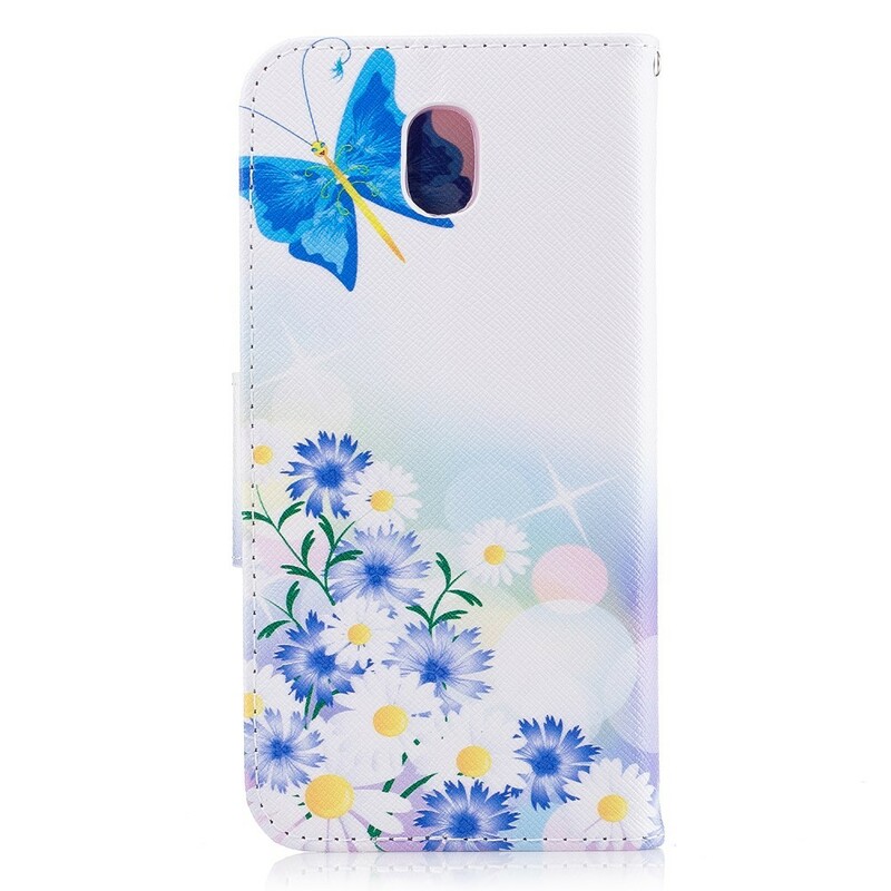 Hülle Samsung Galaxy J3 2017 Gemalte Schmetterlinge und Blumen