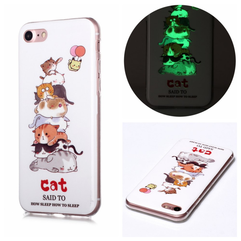 iPhone Cover SE 3 / SE 2 / 8 / 7 Fluoreszierend Katzen