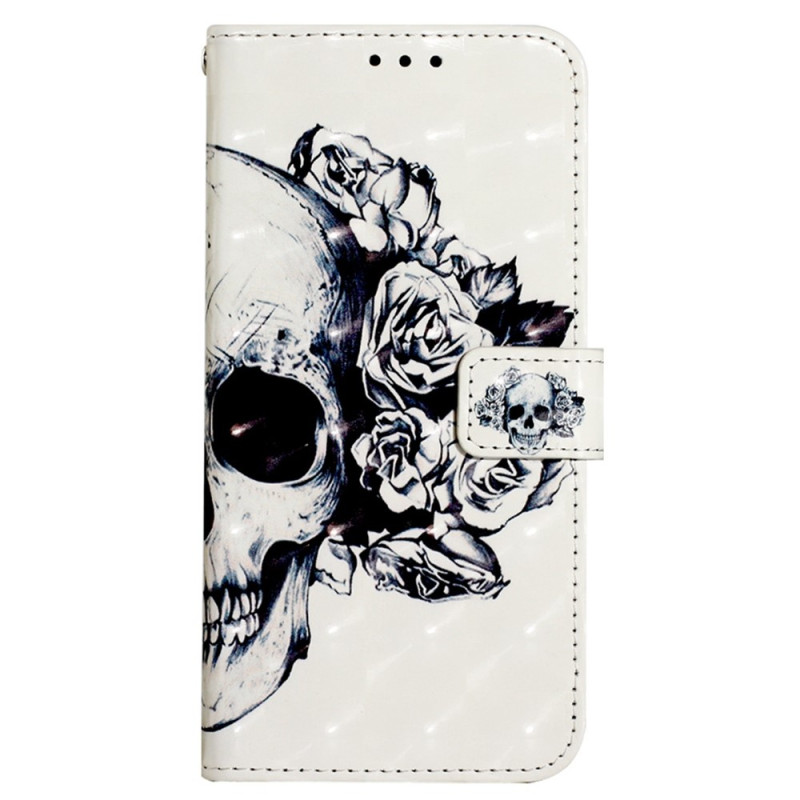 Samsung Galaxy A13 Totenkopf Blume Tasche mit Riemen