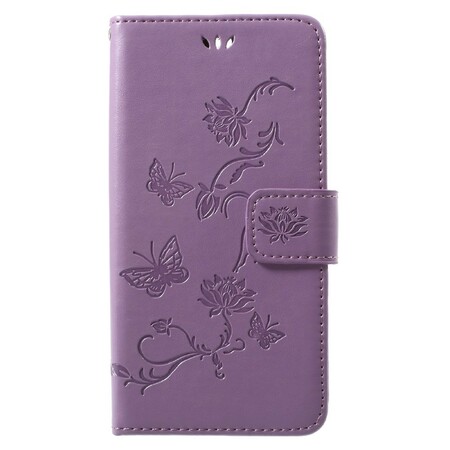 Hülle Huawei Honor 9 Schmetterlinge Und Blumen Mit Riemen