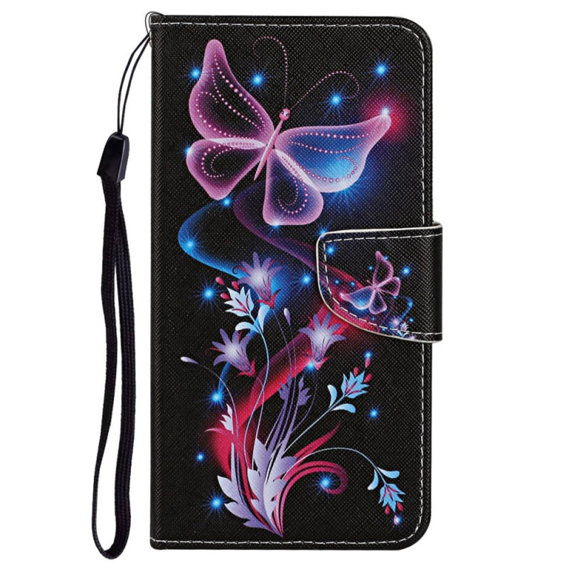 Tasche Poco X4 Pro 5G Tanz der Schmetterlinge mit Riemen