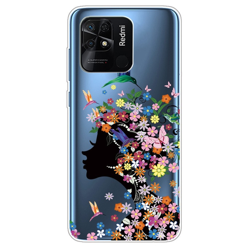 Xiaomi Redmi 10C Transparent Blumenkopf Cover