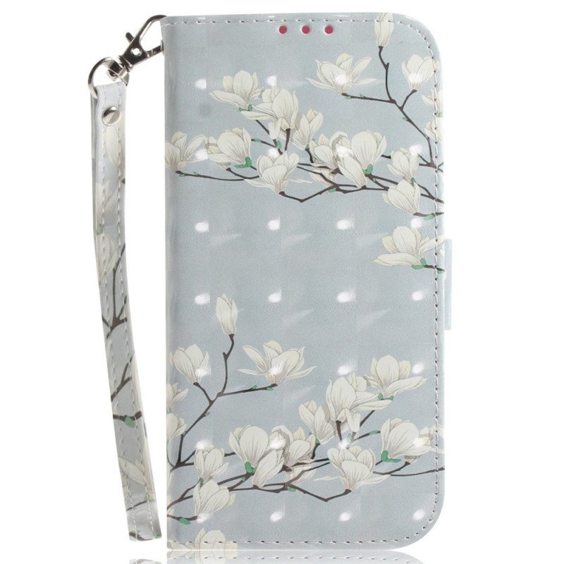 OnePlus Nord 2T 5G Magnolia Blume Tasche mit Riemen