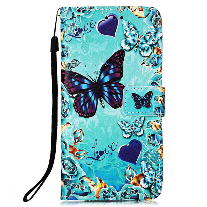 Xiaomi Redmi 10C Tasche Fliegende Schmetterlinge mit Riemchen