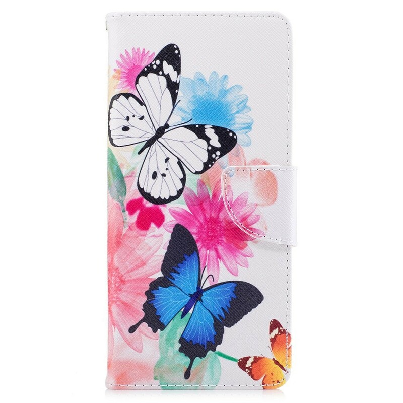 Samsung Galaxy Note 8 Hülle Gemalte Schmetterlinge und Blumen