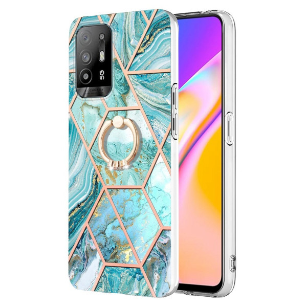 Oppo A94 5G Marmor Geometric Cover mit Ring