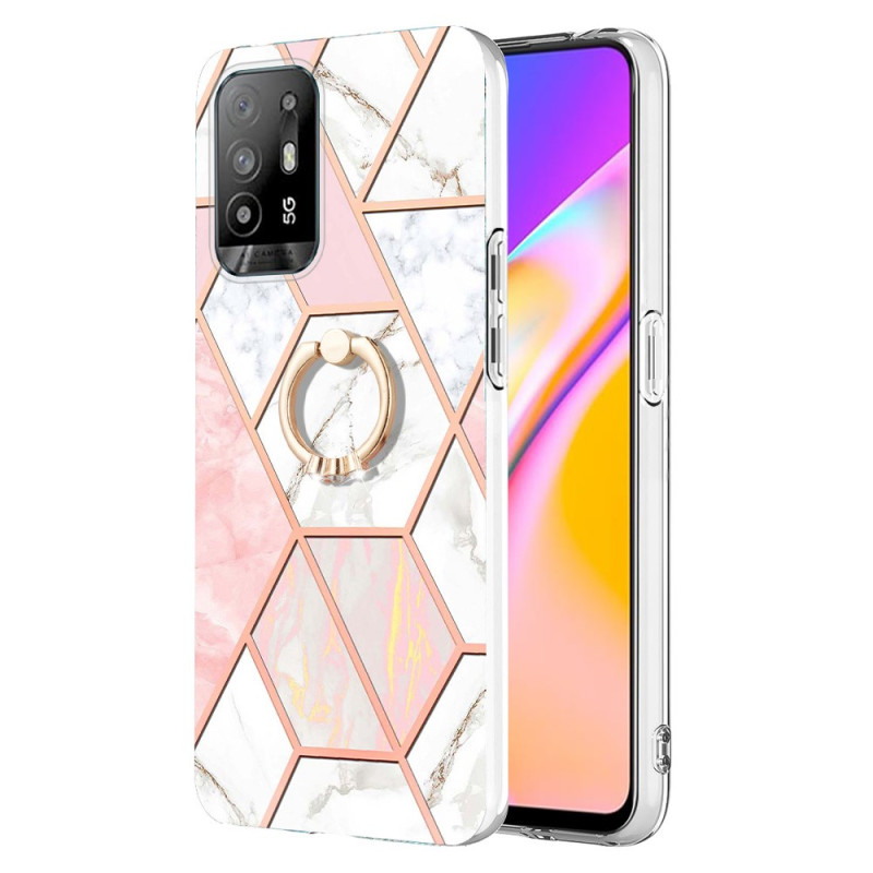 Oppo A94 5G Marmor Geometric Cover mit Ring