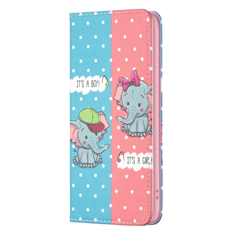 Flip Cover iPhone 14 Pro Babys Elefanten