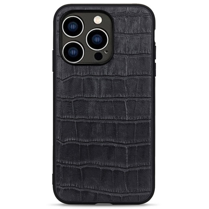 iPhone 14 Pro Hülle aus echtem Leder mit Krokodil-Muster