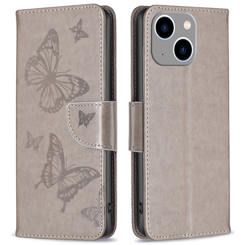 iPhone 14 Plus Hülle Bedruckte Schmetterlinge mit Riemen