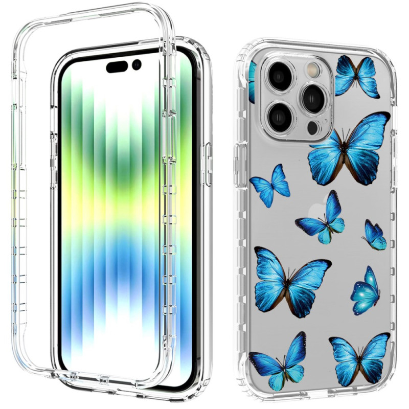 Verstärktes iPhone 14 Pro Max Cover Blaue Schmetterlinge