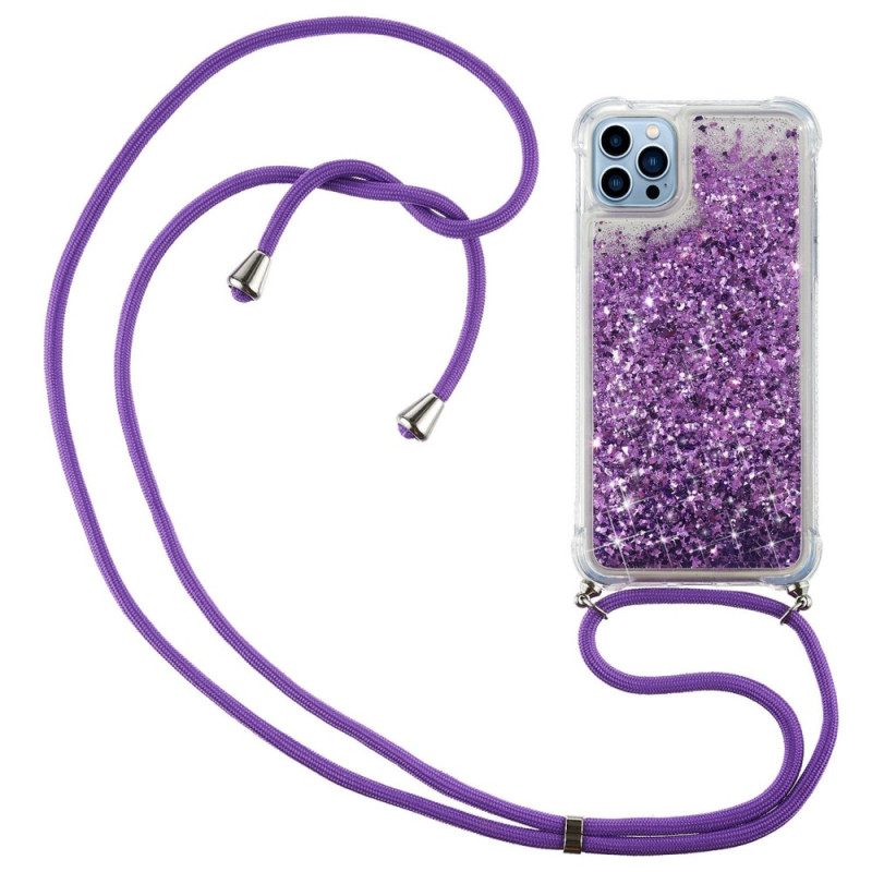iPhone 14 Pro Cover mit Kordel Glitter Design