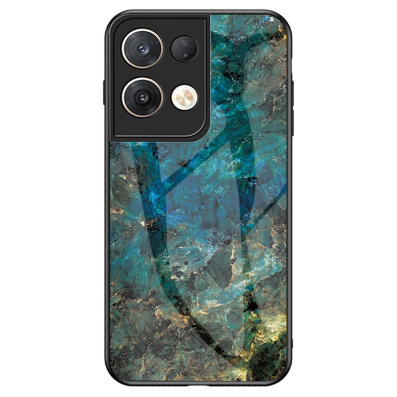 Oppo Reno 8 Pro Cover Gehärtetes Glas Marmor