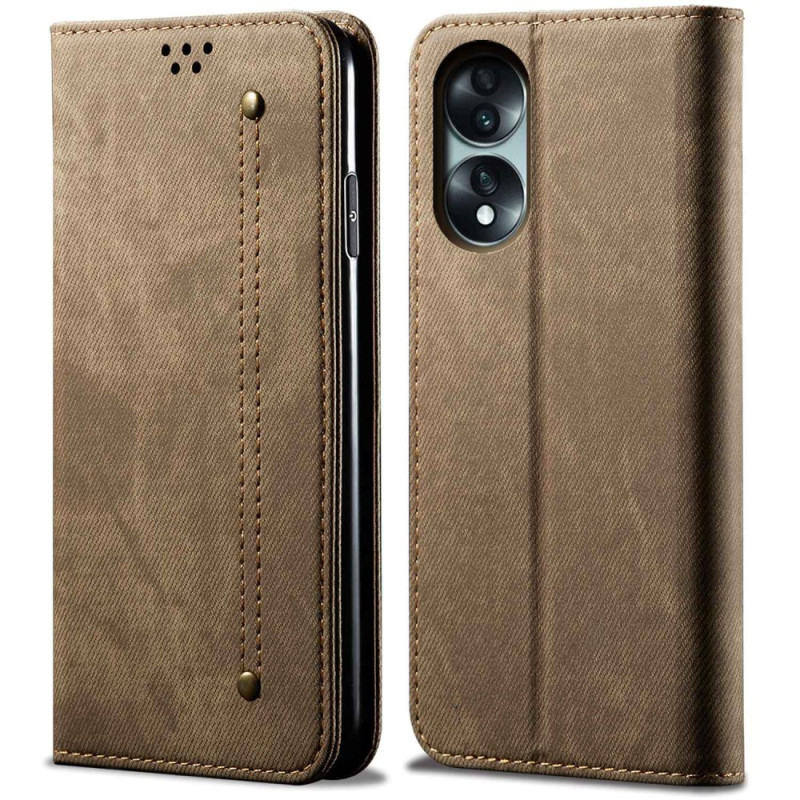 Flip Cover Honor 70 Jeansstoff mit Nahtmuster