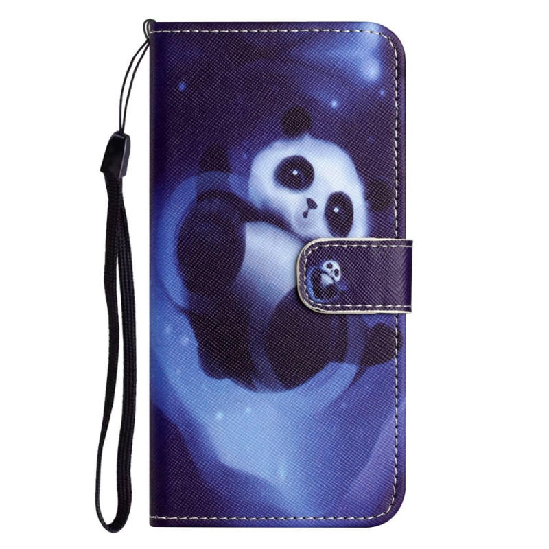 iPhone 14 Plus Hülle Panda im Weltraum mit Riemen