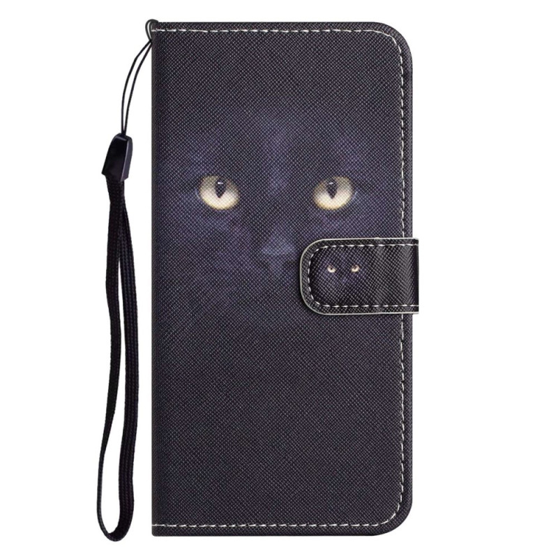 iPhone 14 Plus Tasche Katze Schwarz mit Riemen