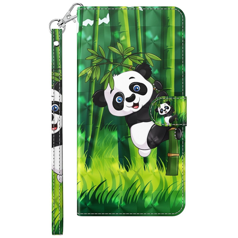 Samsung Galaxy M13 Panda und Bambus Tasche mit Trageriemen