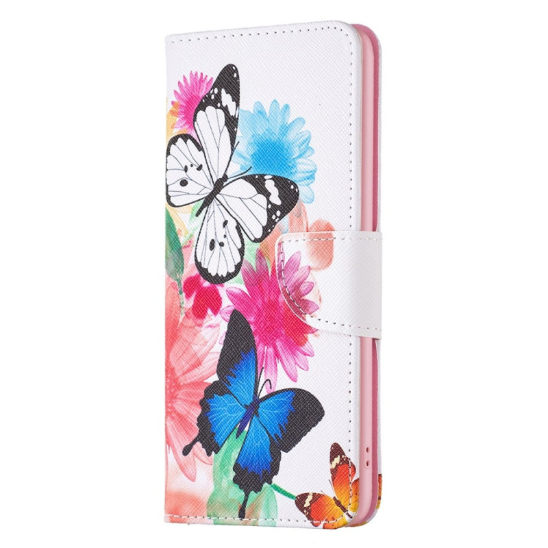 Hülle Xiaomi 12T / 12T Pro Gemalte Schmetterlinge und Blumen