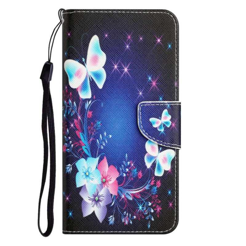 Xiaomi 12T / 12T Pro Tasche Leuchtende Schmetterlinge mit Lanyard
