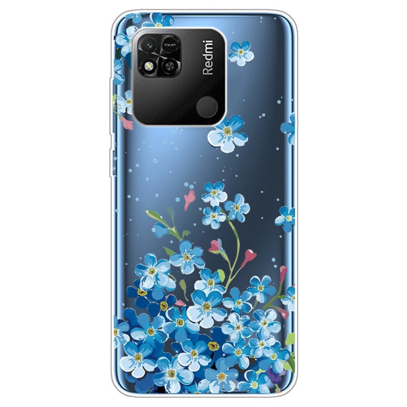 Xiaomi Redmi 10A Transparent Cover Blaue Blumen