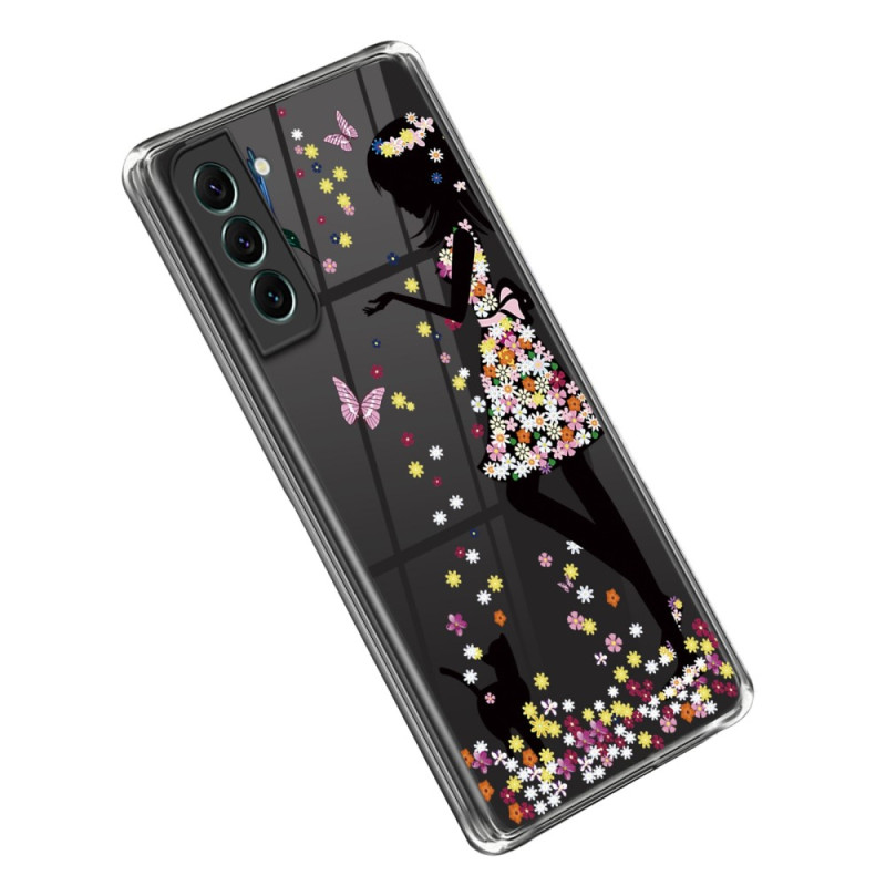 Samsung Galaxy S23 5G Cover Transparent Junges Blumenmädchen