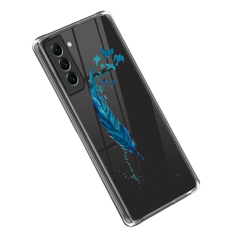 Samsung Galaxy S23 5G Hülle Transparent Blaue Feder