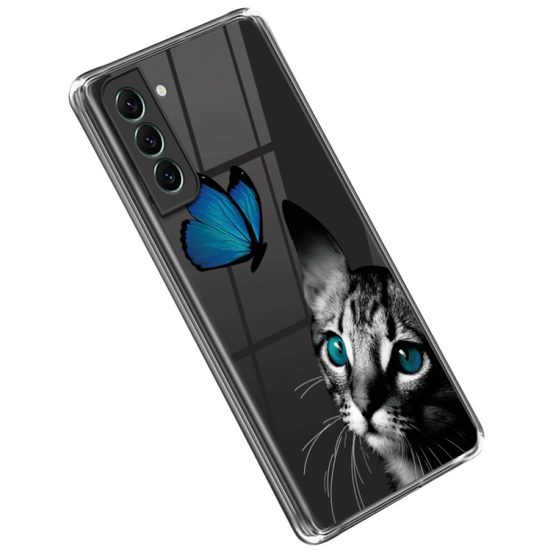 Samsung Galaxy S23 5G Cover Katze und Schmetterling