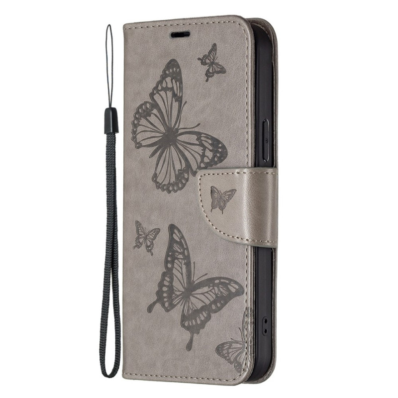 Samsung Galaxy S23 5G Tasche Schmetterlinge mit Riemen