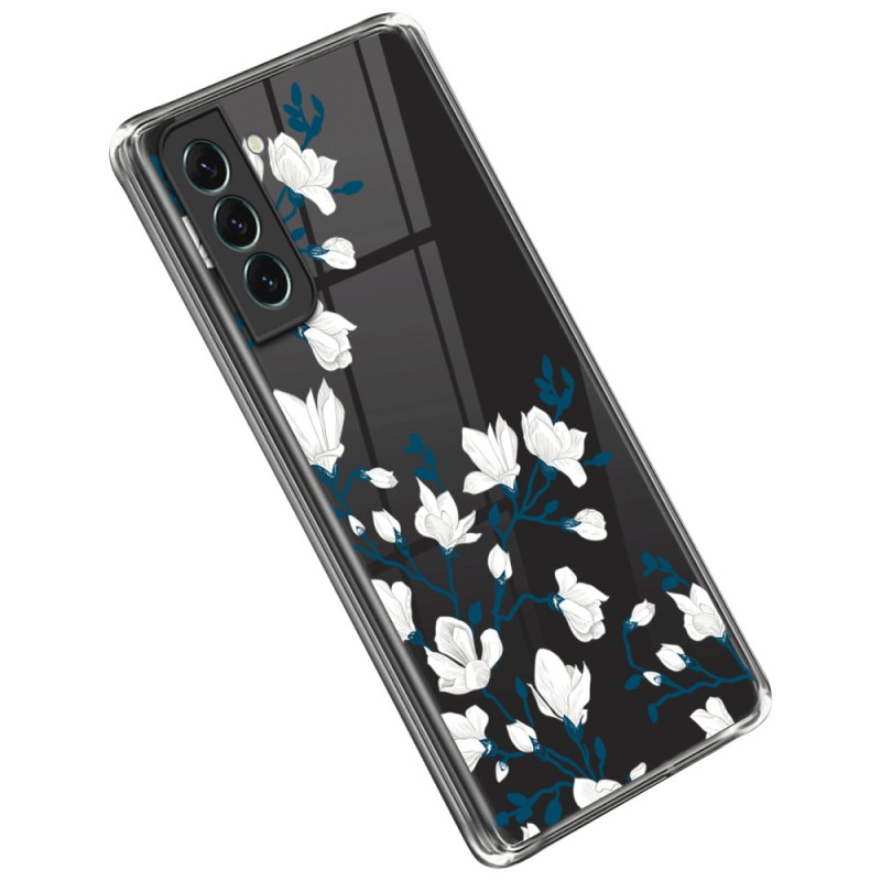 Samsung Galaxy S23 Plus 5G Cover Transparent Weiße Blumen