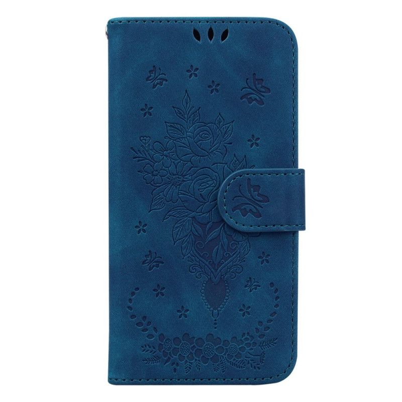 Samsung Galaxy S23 Plus 5G Tasche Rosen und Schmetterlinge mit Riemen
