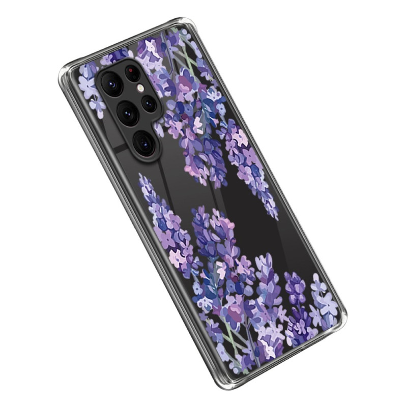 Samsung Galaxy S23 Ultra 5G Hülle Transparent Violette Blumen