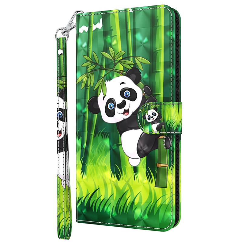 Oppo A54 5G / A74 5G Panda und Bambus Tasche mit Riemen