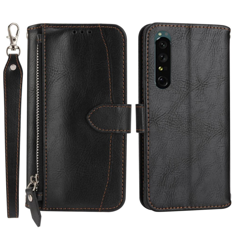 Sony Xperia 1 IV Tasche Portemonnaie mit Riemen und Schulterriemen