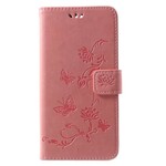 Huawei Mate 10 Lite Hülle Schmetterlinge und Blumen mit Riemen