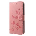 Huawei Mate 10 Lite Hülle Schmetterlinge und Blumen mit Riemen