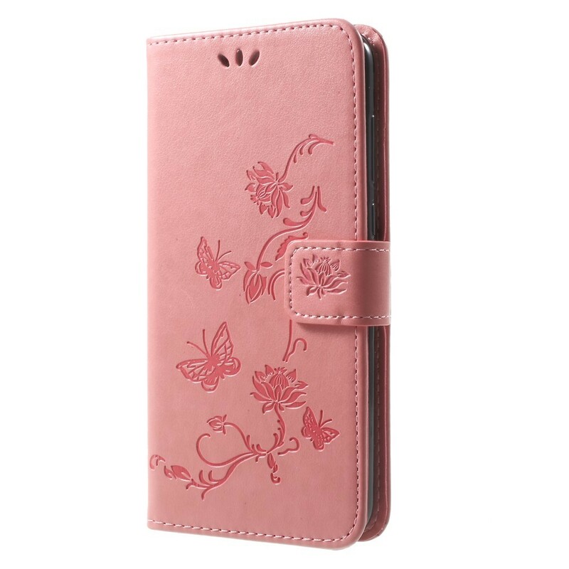 Huawei Mate 10 Lite Hülle Schmetterlinge und Blumen mit Riemen