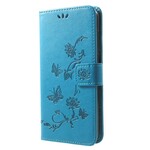 Huawei Mate 10 Lite Hülle Schmetterlinge und Blumen mit Riemen